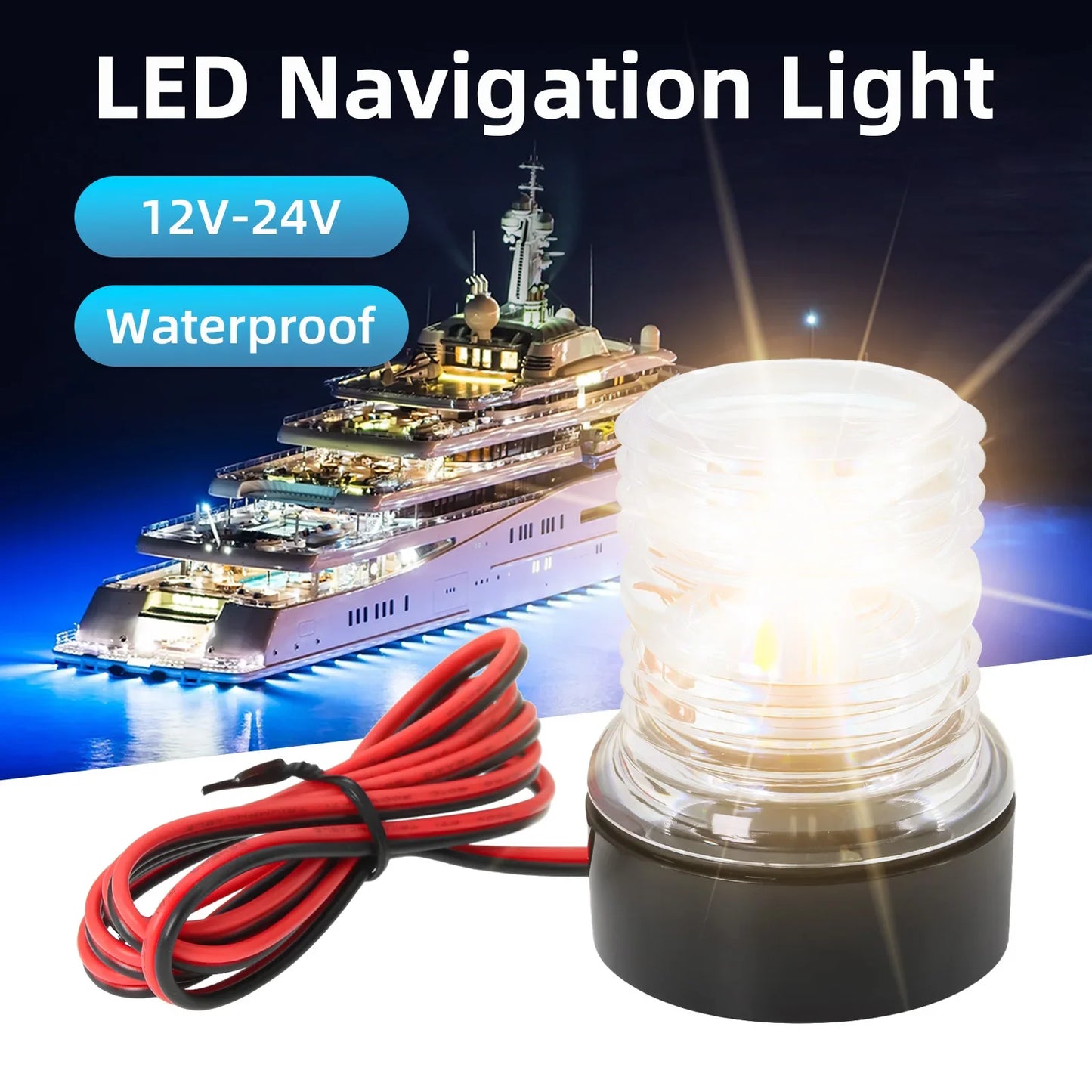 12V Marine Navigation Light LED Anchor Light 360 Degree