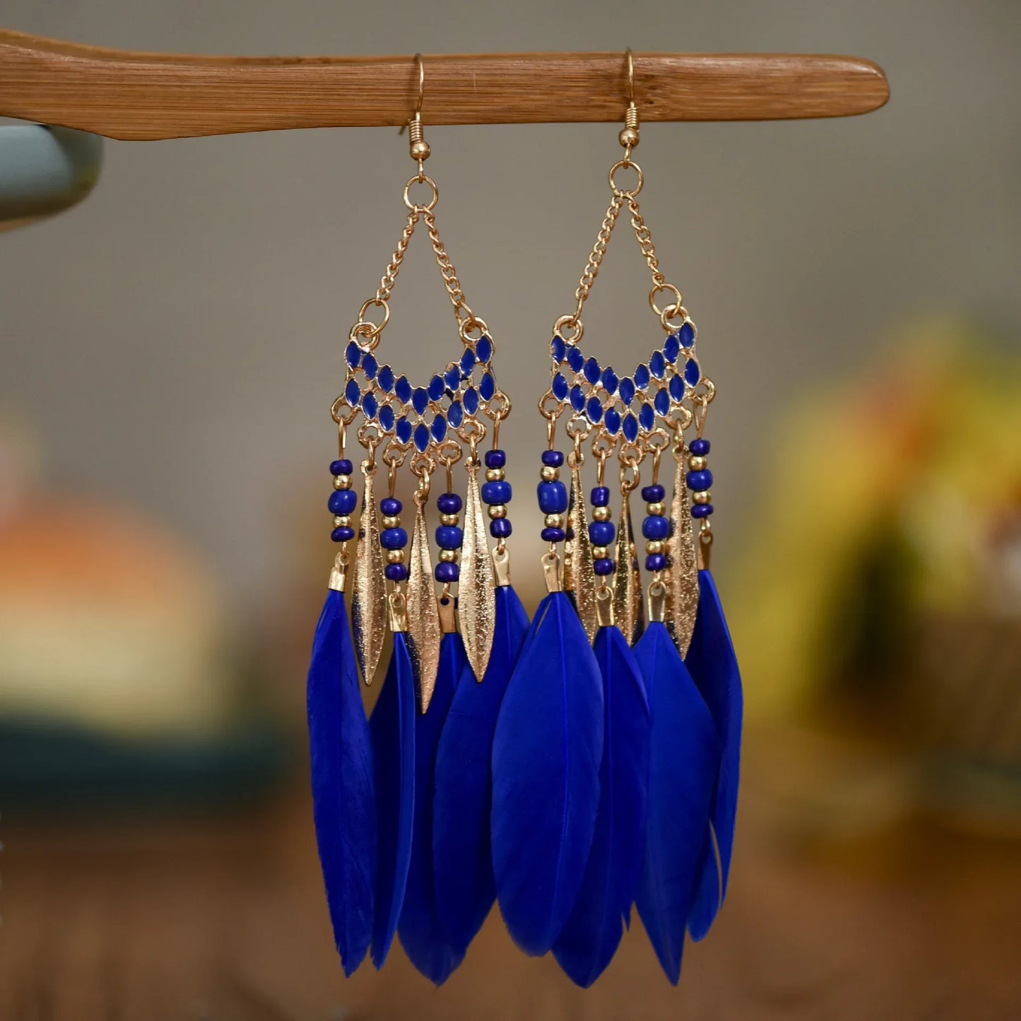 Colorful Feather Drop Earrings